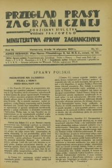 Przegląd Prasy Zagranicznej : codzienny biuletyn Wydziału Prasowego Ministerstwa Spraw Zagranicznych. R.6, nr 10 (14 stycznia 1931)