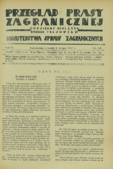 Przegląd Prasy Zagranicznej : codzienny biuletyn Wydziału Prasowego Ministerstwa Spraw Zagranicznych. R.6, nr 26 (3 lutego 1931)