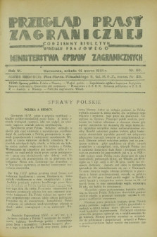Przegląd Prasy Zagranicznej : codzienny biuletyn Wydziału Prasowego Ministerstwa Spraw Zagranicznych. R.6, nr 60 (14 marca 1931)