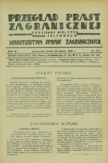 Przegląd Prasy Zagranicznej : codzienny biuletyn Wydziału Prasowego Ministerstwa Spraw Zagranicznych. R.6, nr 69 (25 marca 1931)