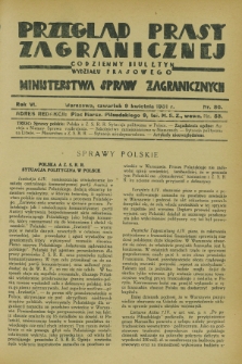 Przegląd Prasy Zagranicznej : codzienny biuletyn Wydziału Prasowego Ministerstwa Spraw Zagranicznych. R.6, nr 80 (9 kwietnia 1931)