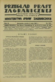 Przegląd Prasy Zagranicznej : codzienny biuletyn Wydziału Prasowego Ministerstwa Spraw Zagranicznych. R.6, nr 100 (2 maja 1931)