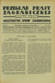 Przegląd Prasy Zagranicznej : codzienny biuletyn Wydziału Prasowego Ministerstwa Spraw Zagranicznych. R.6, nr 115 (21 maja 1931)