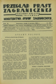 Przegląd Prasy Zagranicznej : codzienny biuletyn Wydziału Prasowego Ministerstwa Spraw Zagranicznych. R.6, nr 125 (3 czerwca 1931)