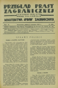 Przegląd Prasy Zagranicznej : codzienny biuletyn Wydziału Prasowego Ministerstwa Spraw Zagranicznych. R.6, nr 126 (5 czerwca 1931)