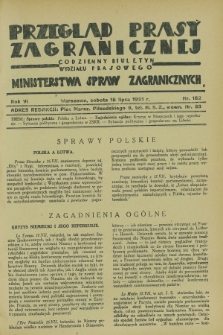 Przegląd Prasy Zagranicznej : codzienny biuletyn Wydziału Prasowego Ministerstwa Spraw Zagranicznych. R.6, nr 162 (18 lipca 1931)
