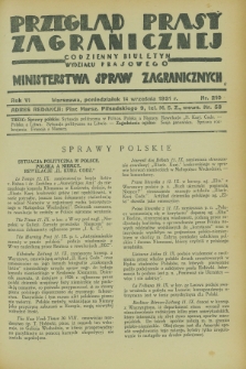 Przegląd Prasy Zagranicznej : codzienny biuletyn Wydziału Prasowego Ministerstwa Spraw Zagranicznych. R.6, nr 210 (14 września 1931)