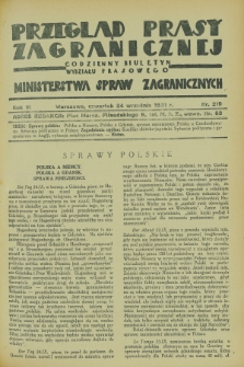 Przegląd Prasy Zagranicznej : codzienny biuletyn Wydziału Prasowego Ministerstwa Spraw Zagranicznych. R.6, nr 219 (24 września 1931)