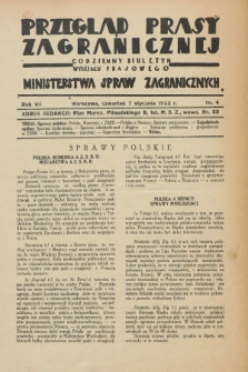 Przegląd Prasy Zagranicznej : codzienny biuletyn Wydziału Prasowego Ministerstwa Spraw Zagranicznych. R.7, nr 4 (7 stycznia 1932)