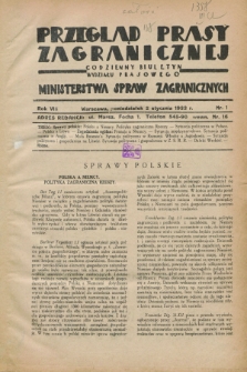 Przegląd Prasy Zagranicznej : codzienny biuletyn Wydziału Prasowego Ministerstwa Spraw Zagranicznych. R.8, nr 1 (2 stycznia 1933)