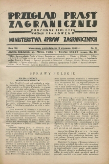 Przegląd Prasy Zagranicznej : codzienny biuletyn Wydziału Prasowego Ministerstwa Spraw Zagranicznych. R.8, nr 6 (9 stycznia 1933)