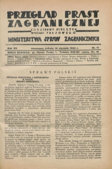 Przegląd Prasy Zagranicznej : codzienny biuletyn Wydziału Prasowego Ministerstwa Spraw Zagranicznych. R.8, nr 11 (14 stycznia 1933)