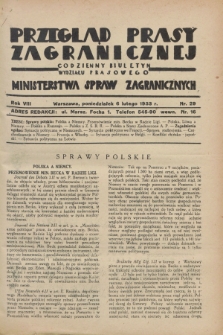 Przegląd Prasy Zagranicznej : codzienny biuletyn Wydziału Prasowego Ministerstwa Spraw Zagranicznych. R.8, nr 29 (6 lutego 1933)
