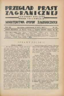 Przegląd Prasy Zagranicznej : codzienny biuletyn Wydziału Prasowego Ministerstwa Spraw Zagranicznych. R.8, nr 53 (6 marca 1933)