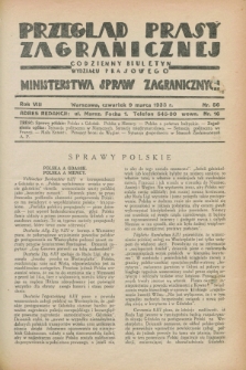 Przegląd Prasy Zagranicznej : codzienny biuletyn Wydziału Prasowego Ministerstwa Spraw Zagranicznych. R.8, nr 56 (9 marca 1933)