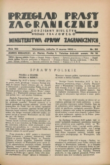 Przegląd Prasy Zagranicznej : codzienny biuletyn Wydziału Prasowego Ministerstwa Spraw Zagranicznych. R.8, nr 58 (11 marca 1933)