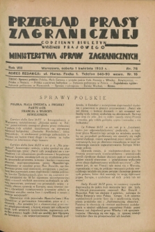 Przegląd Prasy Zagranicznej : codzienny biuletyn Wydziału Prasowego Ministerstwa Spraw Zagranicznych. R.8, nr 76 (1 kwietnia 1933)