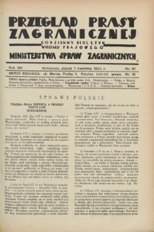 Przegląd Prasy Zagranicznej : codzienny biuletyn Wydziału Prasowego Ministerstwa Spraw Zagranicznych. R.8, nr 81 (7 kwietnia 1933)