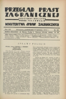Przegląd Prasy Zagranicznej : codzienny biuletyn Wydziału Prasowego Ministerstwa Spraw Zagranicznych. R.8, nr 83 (10 kwietnia 1933)
