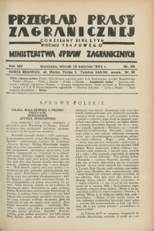 Przegląd Prasy Zagranicznej : codzienny biuletyn Wydziału Prasowego Ministerstwa Spraw Zagranicznych. R.8, nr 88 (18 kwietnia 1933)