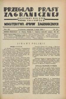 Przegląd Prasy Zagranicznej : codzienny biuletyn Wydziału Prasowego Ministerstwa Spraw Zagranicznych. R.8, nr 101 (4 maja 1933)