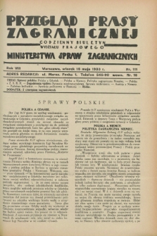 Przegląd Prasy Zagranicznej : codzienny biuletyn Wydziału Prasowego Ministerstwa Spraw Zagranicznych. R.8, nr 111 (16 maja 1933) + dod.