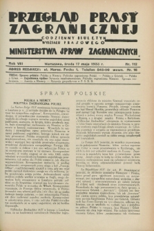 Przegląd Prasy Zagranicznej : codzienny biuletyn Wydziału Prasowego Ministerstwa Spraw Zagranicznych. R.8, nr 112 (17 maja 1933)