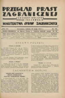 Przegląd Prasy Zagranicznej : codzienny biuletyn Wydziału Prasowego Ministerstwa Spraw Zagranicznych. R.8, nr 115 (20 maja 1933)