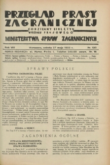 Przegląd Prasy Zagranicznej : codzienny biuletyn Wydziału Prasowego Ministerstwa Spraw Zagranicznych. R.8, nr 120 (27 maja 1933)