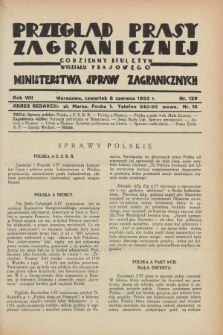 Przegląd Prasy Zagranicznej : codzienny biuletyn Wydziału Prasowego Ministerstwa Spraw Zagranicznych. R.8, nr 129 (8 czerwca 1933)