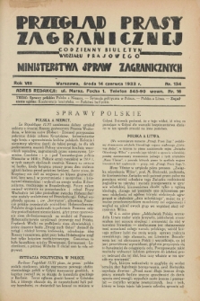 Przegląd Prasy Zagranicznej : codzienny biuletyn Wydziału Prasowego Ministerstwa Spraw Zagranicznych. R.8, nr 134 (14 czerwca 1933)