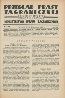 Przegląd Prasy Zagranicznej : codzienny biuletyn Wydziału Prasowego Ministerstwa Spraw Zagranicznych. R.8, nr 139 (21 czerwca 1933)
