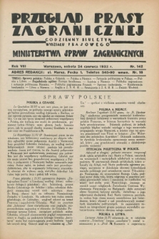 Przegląd Prasy Zagranicznej : codzienny biuletyn Wydziału Prasowego Ministerstwa Spraw Zagranicznych. R.8, nr 142 (24 czerwca 1933)