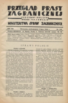 Przegląd Prasy Zagranicznej : codzienny biuletyn Wydziału Prasowego Ministerstwa Spraw Zagranicznych. R.8, nr 148 (3 lipca 1933)