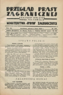 Przegląd Prasy Zagranicznej : codzienny biuletyn Wydziału Prasowego Ministerstwa Spraw Zagranicznych. R.8, nr 149 (4 lipca 1933)