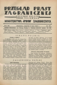 Przegląd Prasy Zagranicznej : codzienny biuletyn Wydziału Prasowego Ministerstwa Spraw Zagranicznych. R.8, nr 151 (6 lipca 1933)