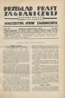 Przegląd Prasy Zagranicznej : codzienny biuletyn Wydziału Prasowego Ministerstwa Spraw Zagranicznych. R.8, nr 153 (8 lipca 1933)