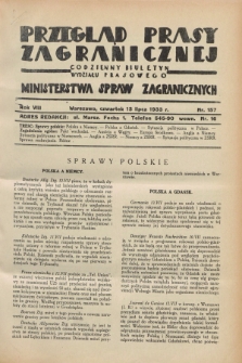 Przegląd Prasy Zagranicznej : codzienny biuletyn Wydziału Prasowego Ministerstwa Spraw Zagranicznych. R.8, nr 157 (13 lipca 1933)