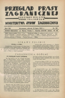 Przegląd Prasy Zagranicznej : codzienny biuletyn Wydziału Prasowego Ministerstwa Spraw Zagranicznych. R.8, nr 161 (18 lipca 1933)