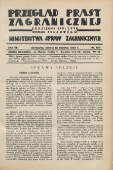 Przegląd Prasy Zagranicznej : codzienny biuletyn Wydziału Prasowego Ministerstwa Spraw Zagranicznych. R.8, nr 183 (12 sierpnia 1933)
