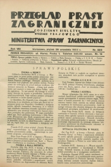 Przegląd Prasy Zagranicznej : codzienny biuletyn Wydziału Prasowego Ministerstwa Spraw Zagranicznych. R.8, nr 223 (29 września 1933)