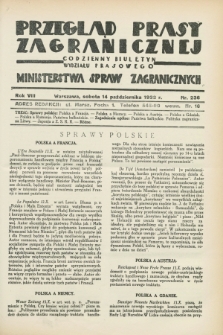 Przegląd Prasy Zagranicznej : codzienny biuletyn Wydziału Prasowego Ministerstwa Spraw Zagranicznych. R.8, nr 236 (14 października 1933)