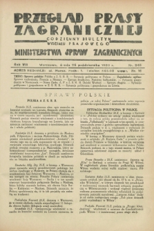 Przegląd Prasy Zagranicznej : codzienny biuletyn Wydziału Prasowego Ministerstwa Spraw Zagranicznych. R.8, nr 245 (25 października 1933)
