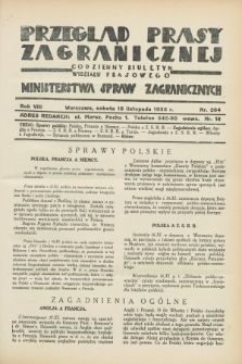 Przegląd Prasy Zagranicznej : codzienny biuletyn Wydziału Prasowego Ministerstwa Spraw Zagranicznych. R.8, nr 264 (18 listopada 1933)