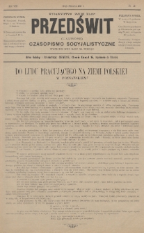 Przedświt = L'Aurore : czasopismo socyjalistyczne : wydawnictwo „Walki Klas”. R. 8, 1889, nr 18