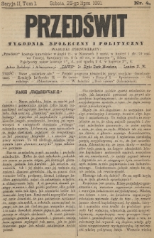 Przedświt : tygodnik społeczny i polityczny. Seria 2, T. 1, 1891, nr 4