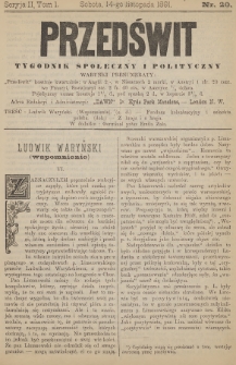 Przedświt : tygodnik społeczny i polityczny. Seria 2, T. 1, 1891, nr 20