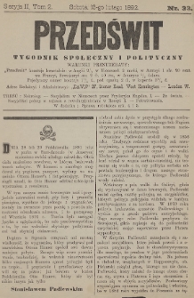 Przedświt : tygodnik społeczny i polityczny. Seria 2, T. 2, 1892, nr 33