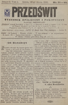 Przedświt : tygodnik społeczny i polityczny. Seria 2, T. 2, 1892, nr 39-40