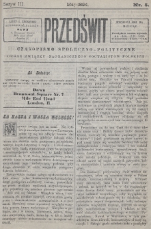 Przedświt : czasopismo społeczno-polityczne : organ Związku Zagranicznego Socyalistów Polskich. 1894, nr 5